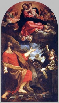 barroco Painting - La Virgen se aparece a San Lucas y Catalina Barroco Annibale Carracci